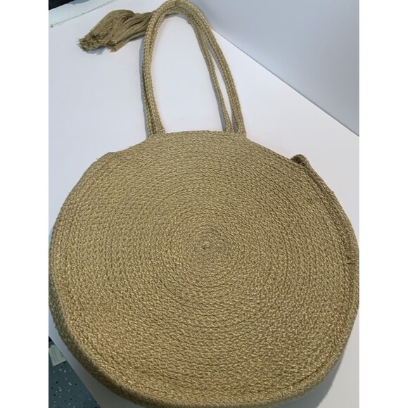 Magid Round Jute Tote Bag Shoulder Handbag Purse Shopper Boho Beach Straw Woven - Picture 3 of 11